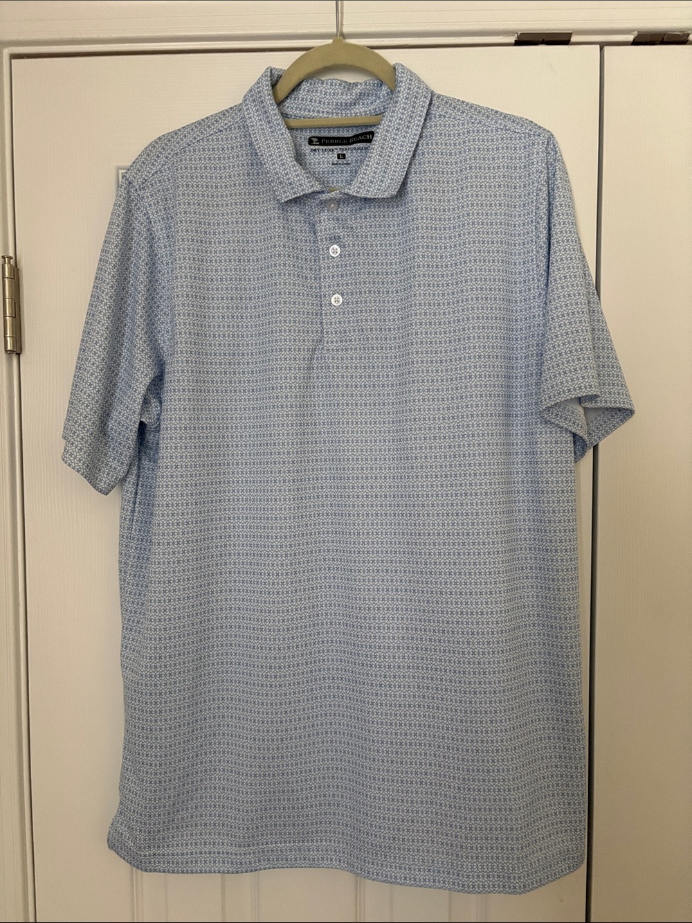 Men’s Pebble Beach Light Blue Geometric Polo